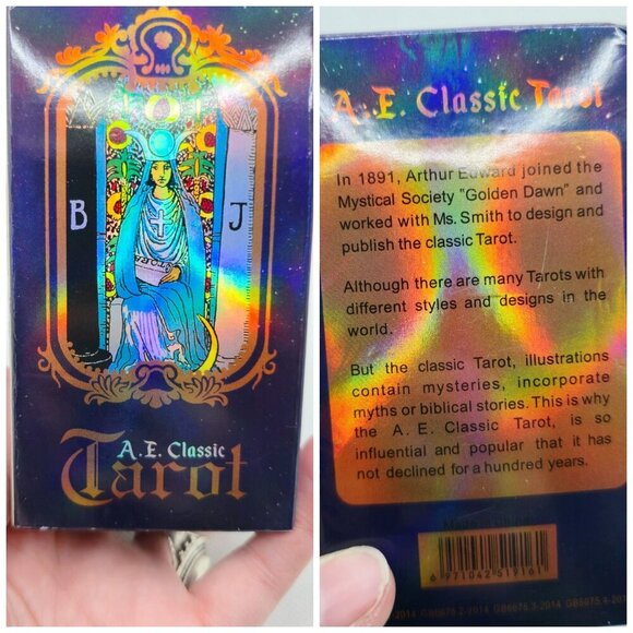 A.E. Classic Tarot Deck 78 Illustrated Holographic Cards with Guidebook in Tin - Picture 2 of 4